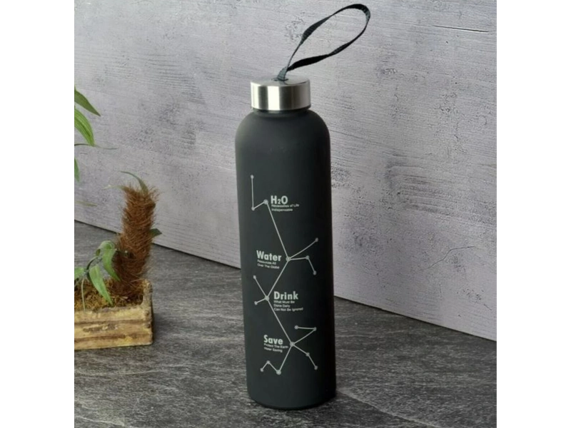 H2O Buzlu Cam Siyah Matara 600l