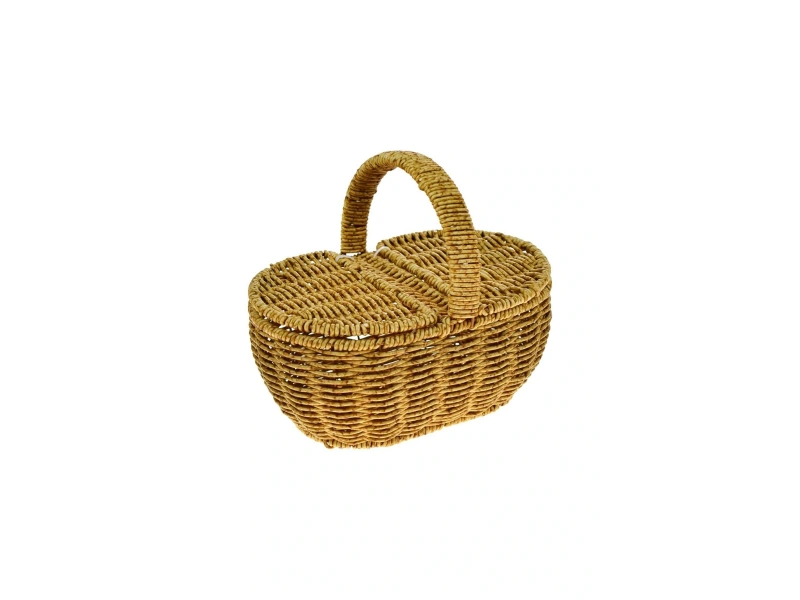 Hasır Rattan Oval Örme Piknik Sepeti 20 cm