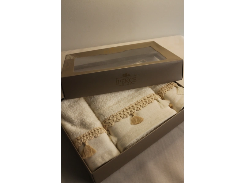 İpekçe Havlu Set 3lü Aden Kutulu 30X50