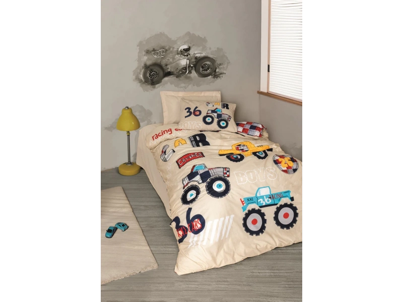 Junior Tek Kişilik Nevresim Takımı Cars Bej