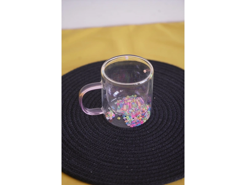 Lavena Çift Cidarlı Cam Kupa