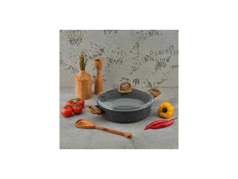 Leydi Marble Natura Granit Kısa Tencere 26 Cm