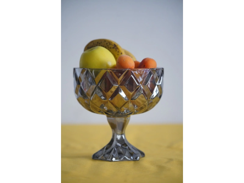 Cam Meyvelik Şekerlik Füme Dokulu Kase