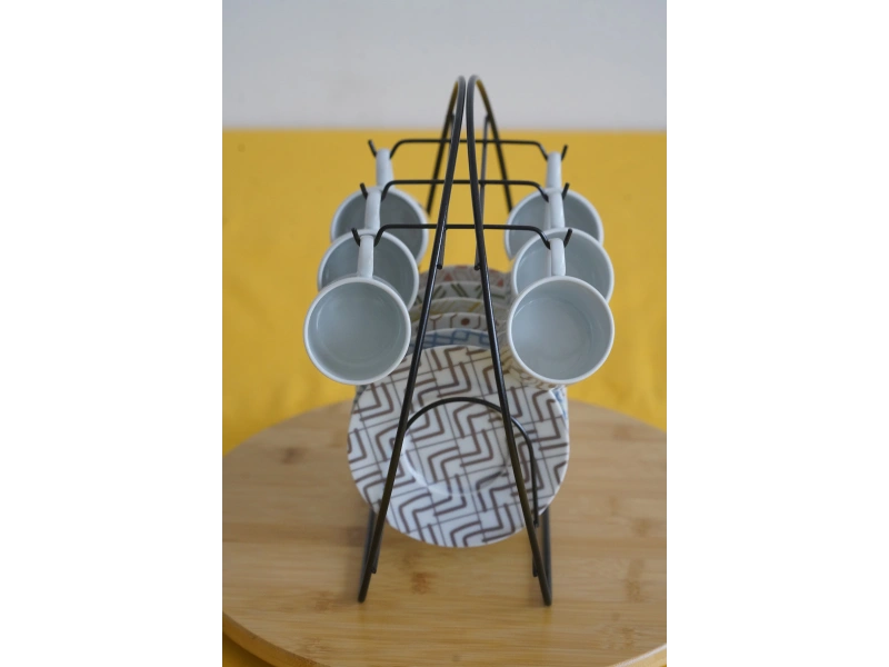 Askılı Yuvarlak Fincan Standı, Siyah Fincan Standı, Fincan Takımı Standı