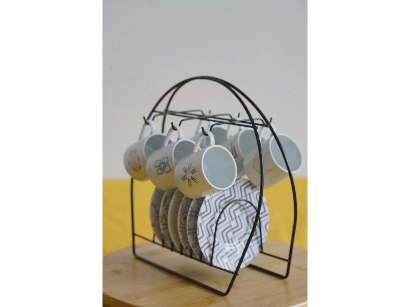 Askılı Yuvarlak Fincan Standı, Siyah Fincan Standı, Fincan Takımı Standı