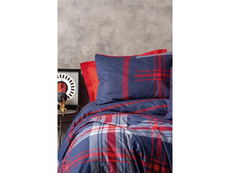 Masculine Çift Kişilik Nevresim Takımı Abel Kırmızı