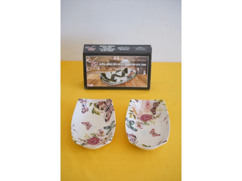 Dijital Baskılı 2li Dikdörtgen Kayık Tabak