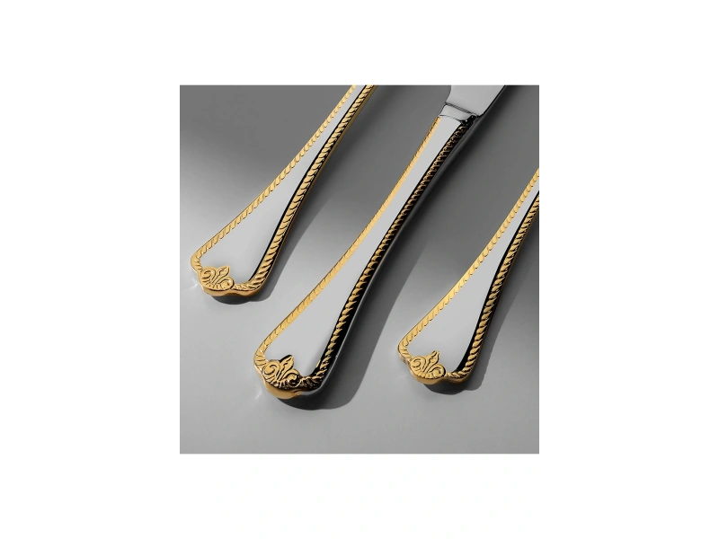 Nehir Fulya Altın Sade 5 Parça Paslanmaz Çelik Servis Takımı