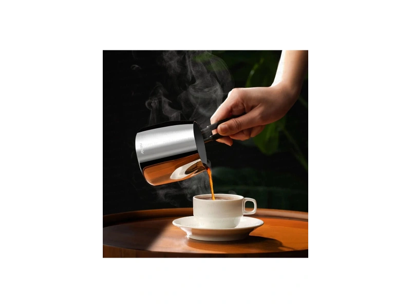 Nehir Modern 4 Parça Standlı Paslanmaz Çelik Cezve Seti