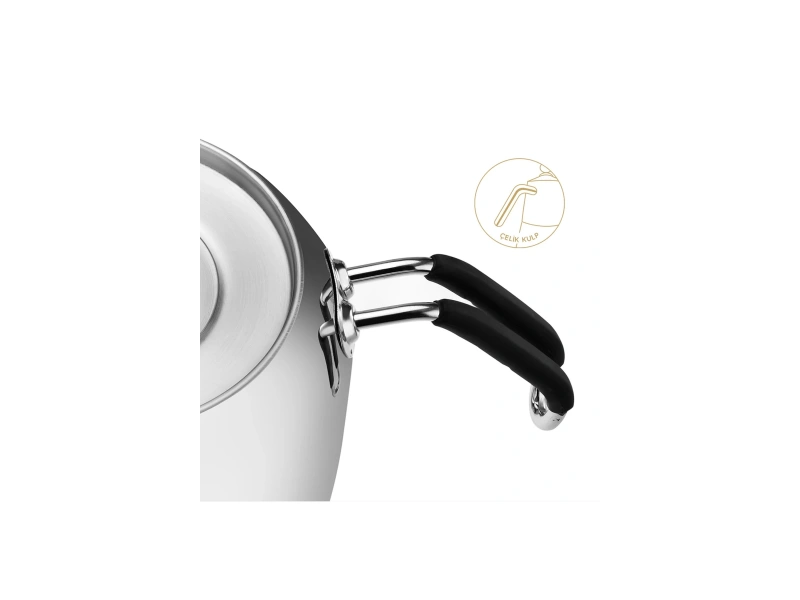 Nehir Modern Mini Orta Boy 1-2 Lt. Paslanmaz Çelik Çaydanlık Takımı