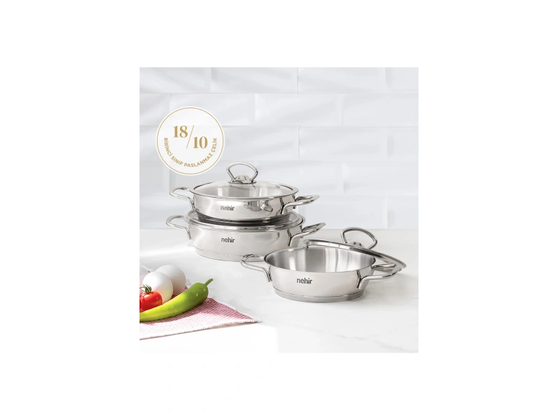 Nehir Silver 6 Parça Paslanmaz Çelik Sahan Seti (16-18-20 cm)