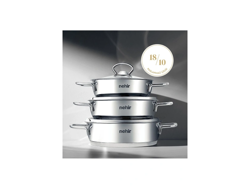 Nehir Silver 6 Parça Paslanmaz Çelik Sahan Seti (16-18-20 cm)