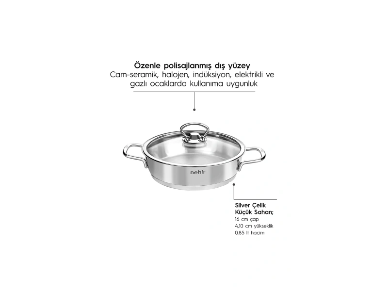 Nehir Silver 6 Parça Paslanmaz Çelik Sahan Seti (16-18-20 cm)