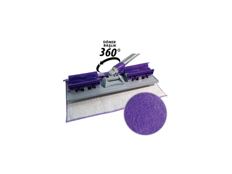 Panayır Home Mop Fayans Cam Duvar Yüzey Temizlik Mikrofiber Mandallı Mop 130cm