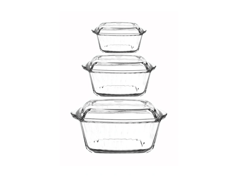 Paşabahçe Kare Kapaklı Borcam Seti 3lü 59039/59049/59029