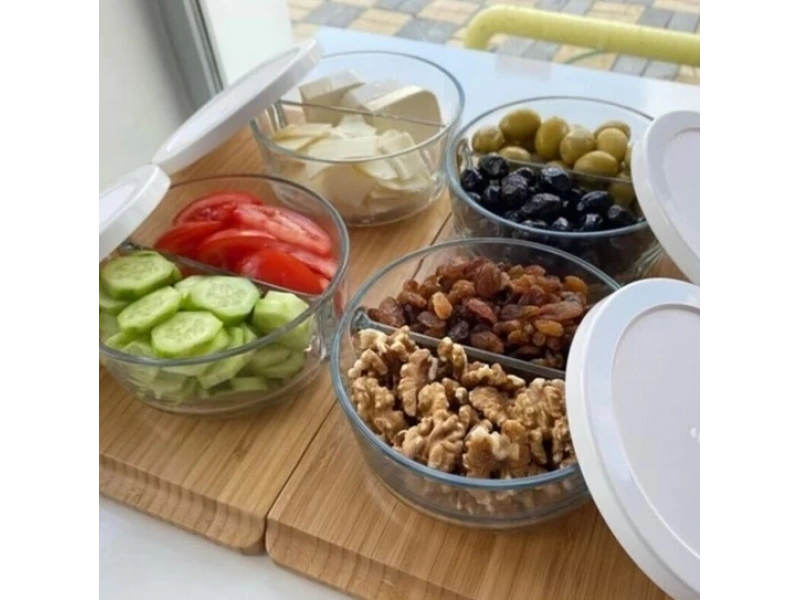 Paşabahçe Polar Iki Bölmeli Kahvaltılık Saklama Kabı 4 Adet