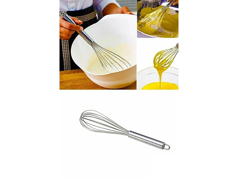 Paslanmaz Çelik 25cm Çırpıcı Yumurta Süt Karıştırıcı Hamur Çırpıcı Metal Saplı Lüx Çırpıcı