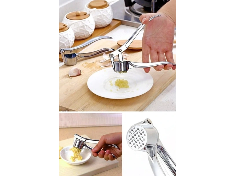 Paslanmaz AA Kalite Çelik Sarımsak Ezeceği Sarımsak Presi Hazneli Maunel Ezici