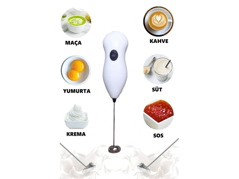 Pilli Mini Mixer Kahve Süt Köpürtücü Karıştırıcı Cappuccino Mixer