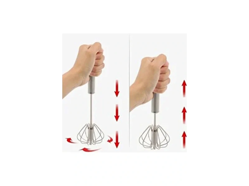 Pratik Paslanmaz Çelik Basmalı Otomatik Çırpıcı Metal Çırpıcı 1 Adet Uzunluk 30cm