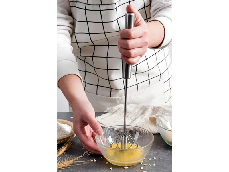 Pratik Paslanmaz Çelik Basmalı Otomatik Çırpıcı Metal Çırpıcı 1 Adet Uzunluk 30cm