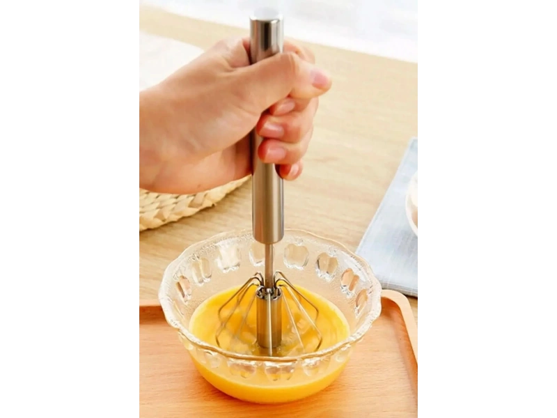 Pratik Paslanmaz Çelik Basmalı Otomatik Çırpıcı Metal Çırpıcı 1 Adet Uzunluk 30cm