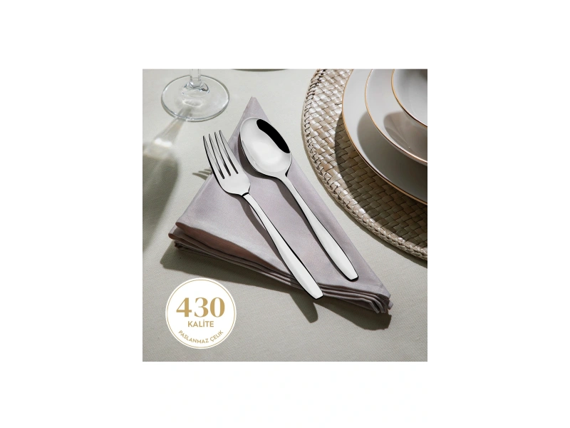 Nehir Sahra Sade 12 Kişilik 60 Parça Çatal Kaşık Takımı
