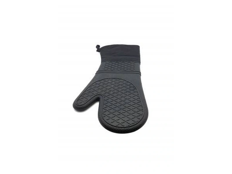 Siyah Profesyonel Silikon Fırın Eldiveni, Mutfak, Barbekü, Fırın, Izgara Için içi Pamuklu Isıya Dayanıklı Büyük Boy 36 Cm