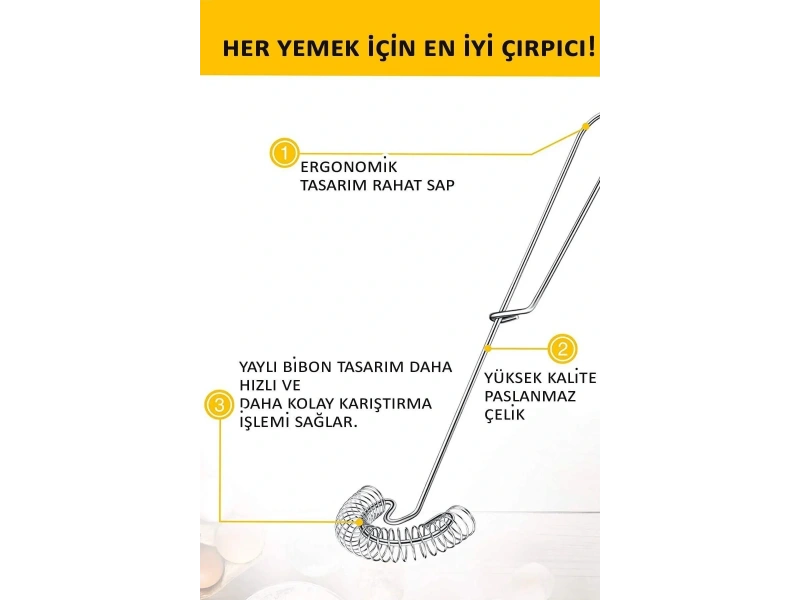 Spiral Yaylı Pratik Yumurta Çırpıcı Tel Karıştırıcı Süt Kahve Köpürtücü Servis Seti