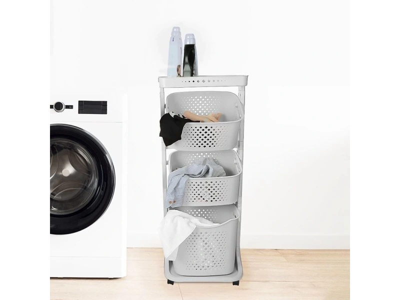 Titiz Plastik Kat Kat Sepet Organizeri No4 Açık Gri