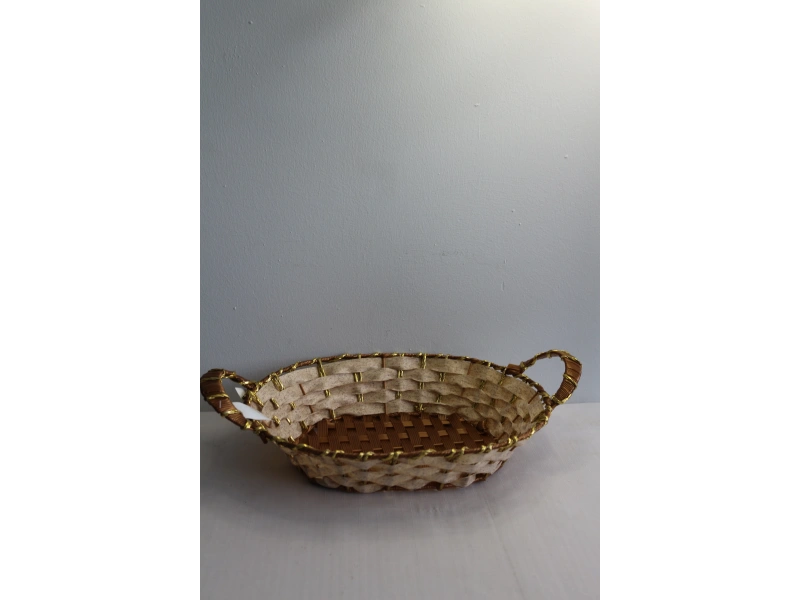 Yaldızlı Hasır Ekmek Sepeti Oval