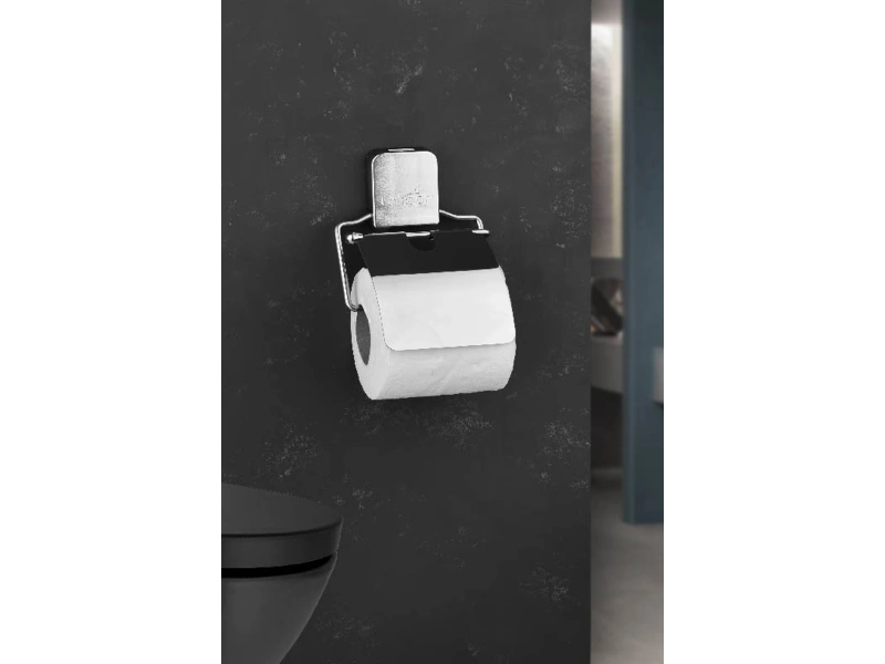Metal Kapaklı Yapışkanlı Tuvalet Kağıdı Askısı Banyo Tuvalet Kağıtlığı Aparatı Peçetelik Organizer Plastik
