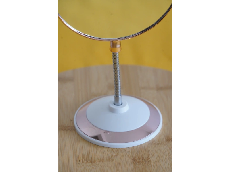 Yuvarlak Spiralli Makyaj Aynası Büyüteçli Pembe