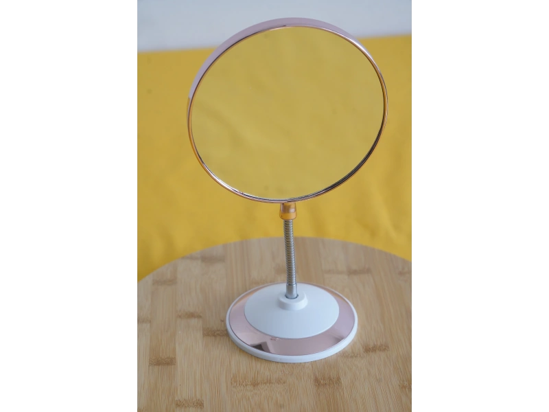 Yuvarlak Spiralli Makyaj Aynası Büyüteçli Pembe