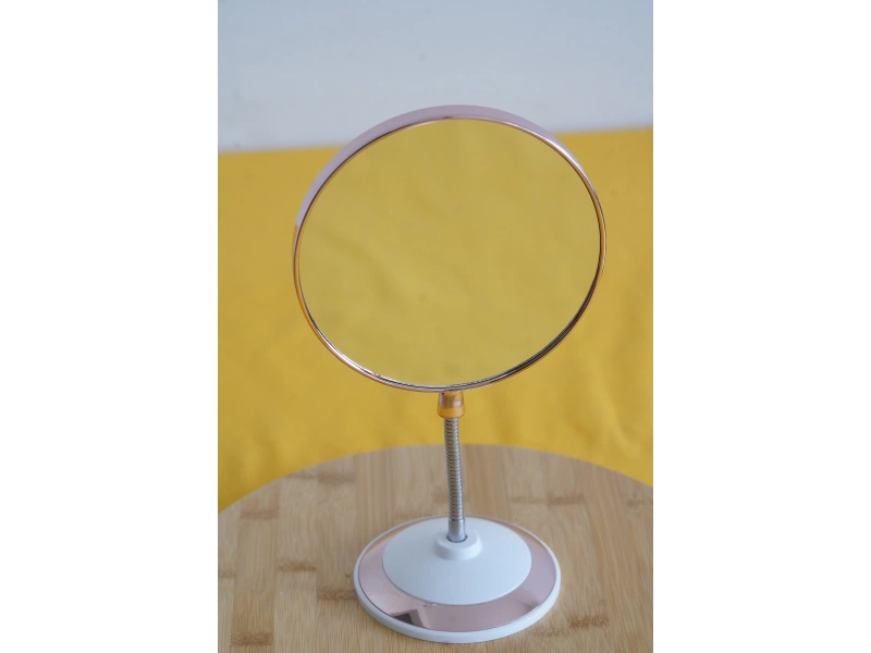 Yuvarlak Spiralli Makyaj Aynası Büyüteçli Pembe