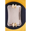 Cooker Dikdörtgen Dövme Desenli Kelebekli Kulplu Metal Tepsi 25x17 cm