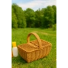 Hasır Rattan Kare Örme Piknik Sepeti 20 cm