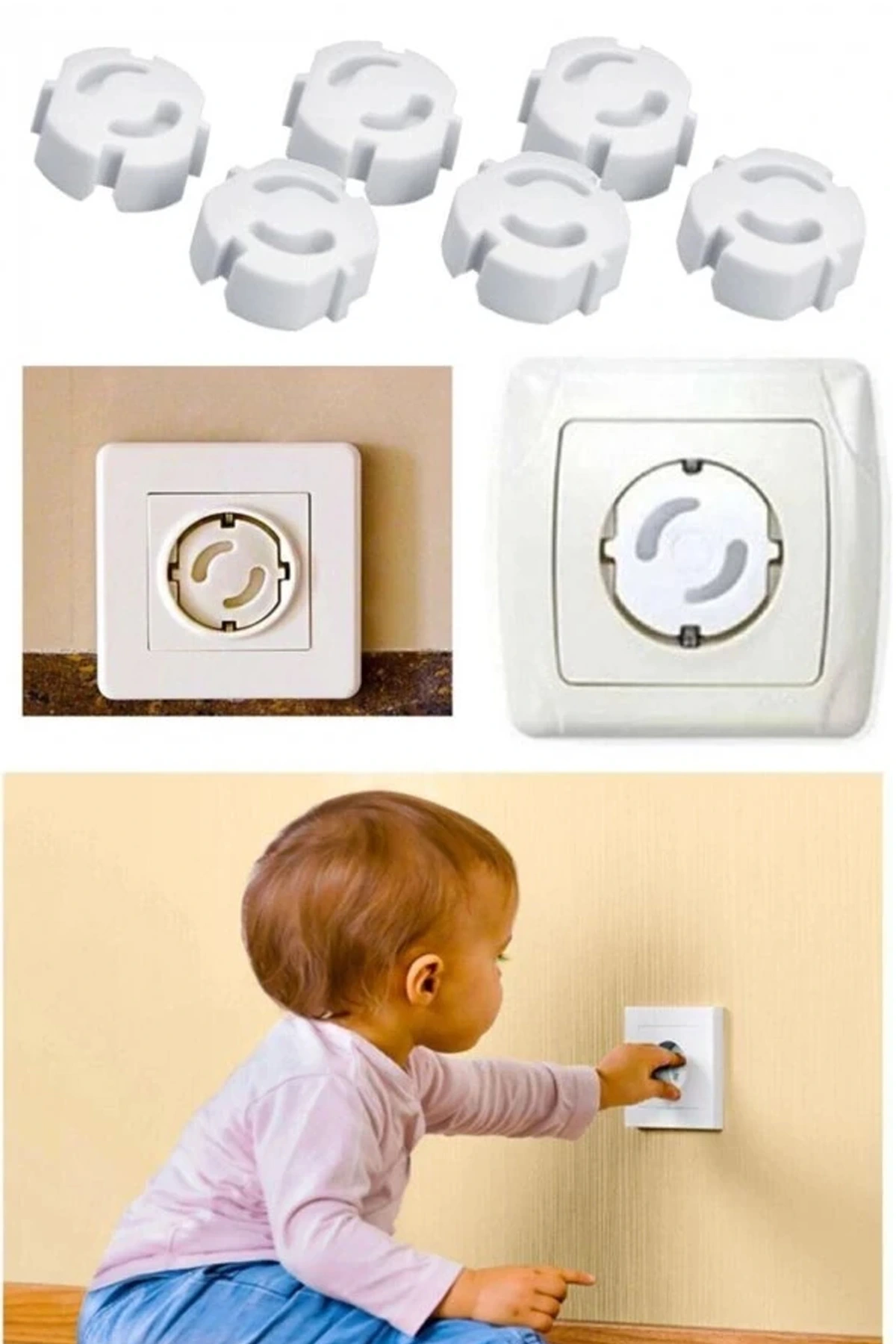 6 Adet Bebek Çocuk Güvenlik Priz Kapağı, Priz Koruyucu Kapak, Priz Kapatıcı Emniyet Koruma Kapağı
