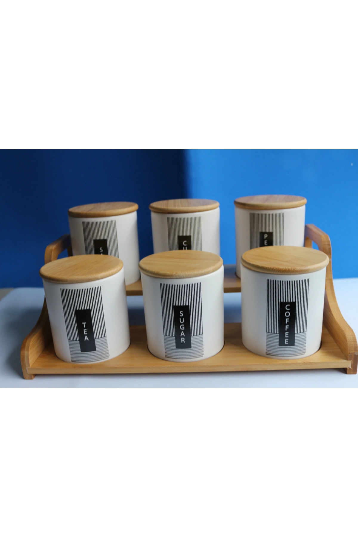 Bambu Standlı 6lı Baharat Seti