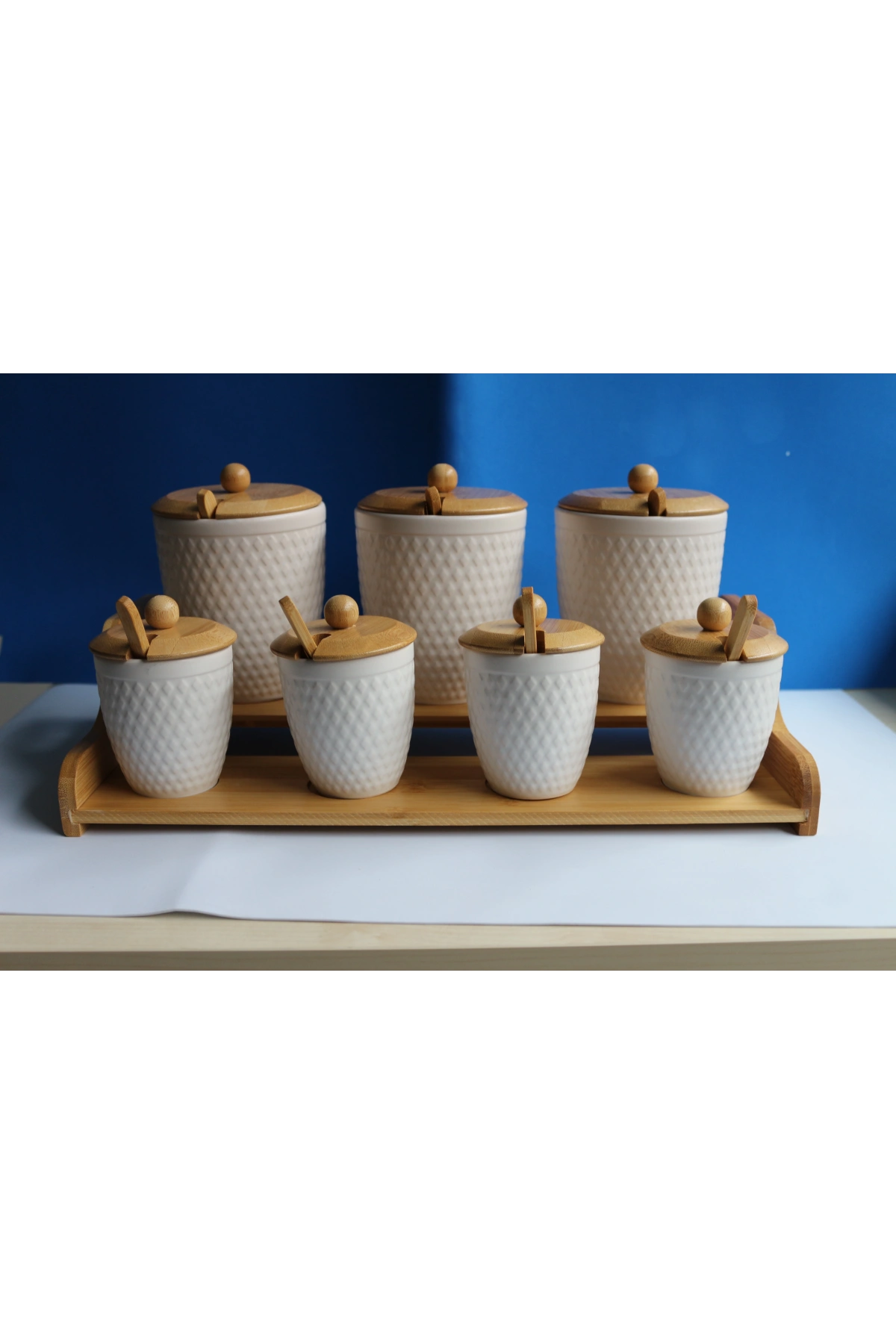 Bambu Standlı 7li Baharat Seti Vora