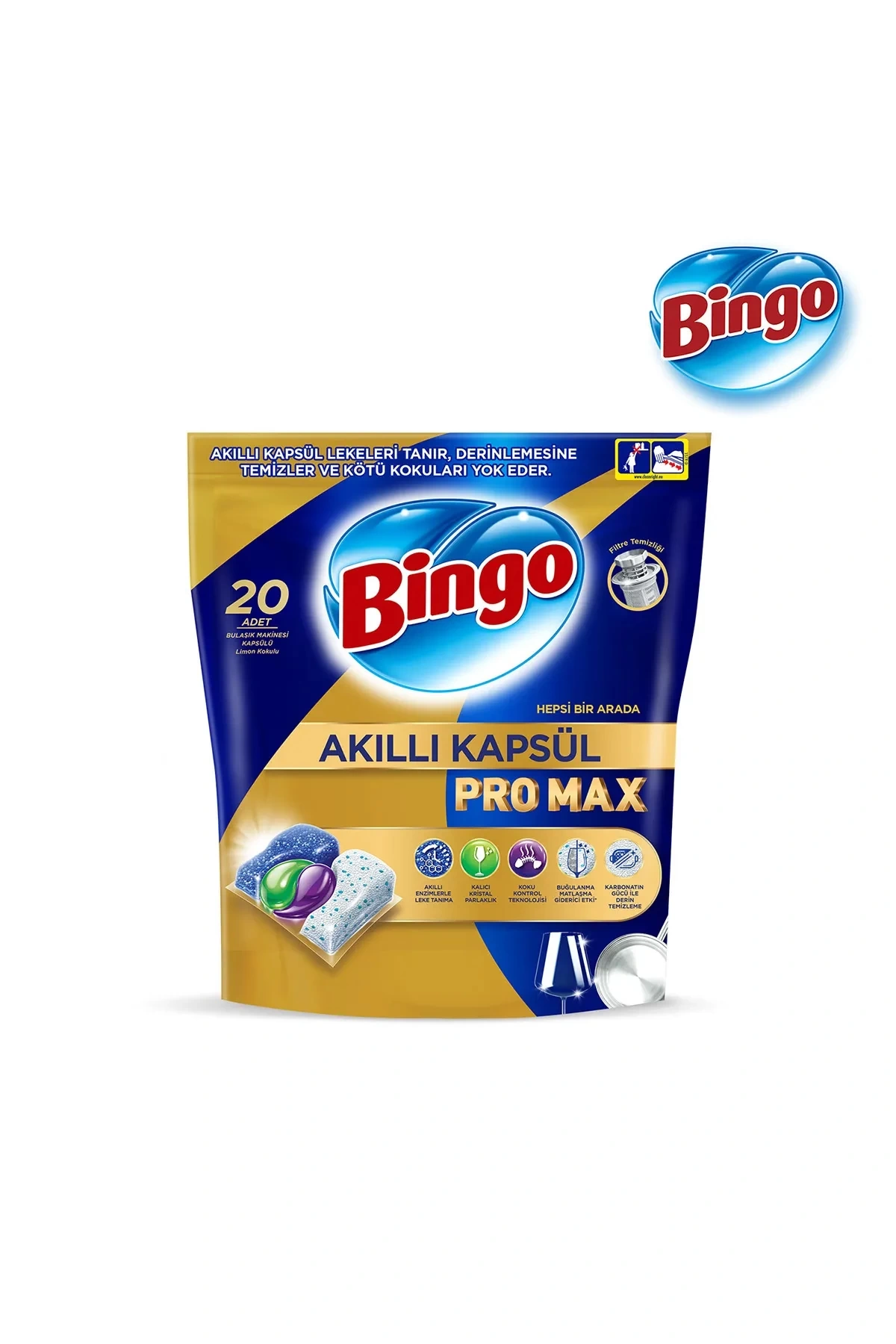 Bingo Akıllı Kapsül Pro Max Bulaşık Makinesi Deterjanı 20 Adet