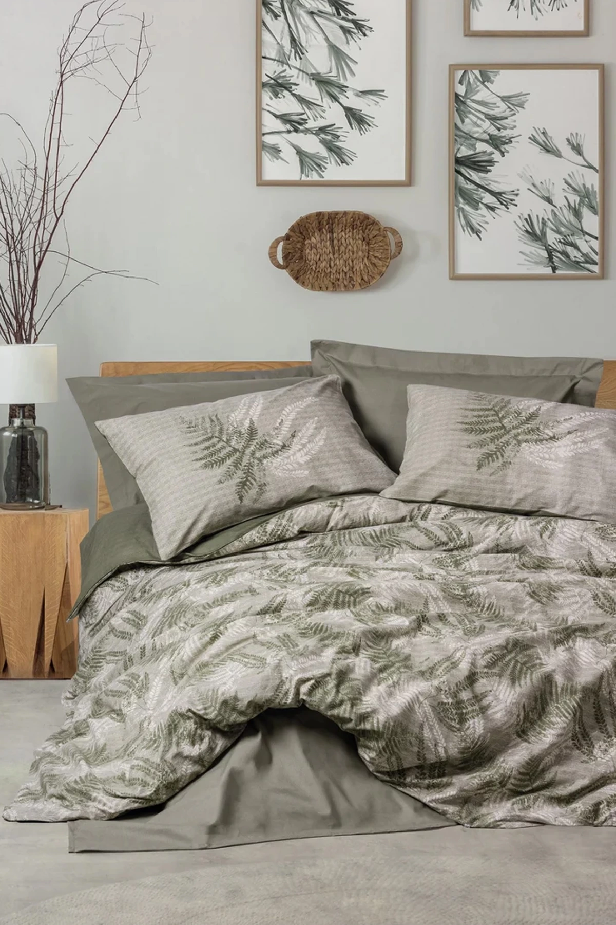 Dual Çift Kişilik Nevresim Takımı Frond Haki