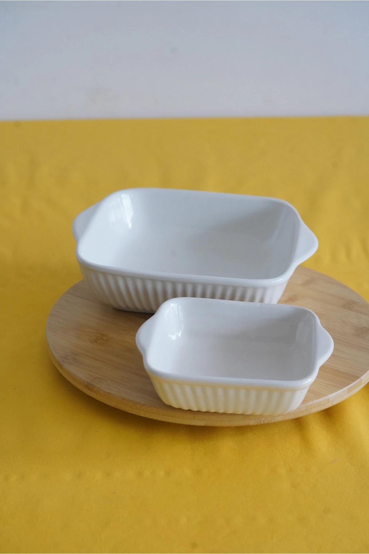 Ecr Seramik 2li Kare Fırın Kabı 21Cm