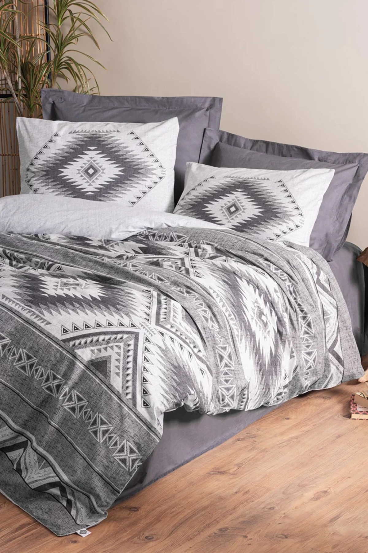 Ethnic Çift Kişilik Nevresim Takımı Delos Antrasit