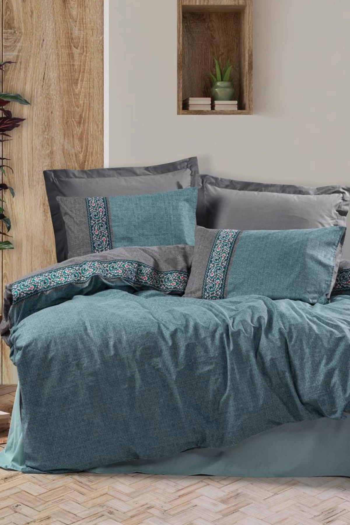 Folk Art Çift Kişilik Nevresim Takımı Erna Petrol