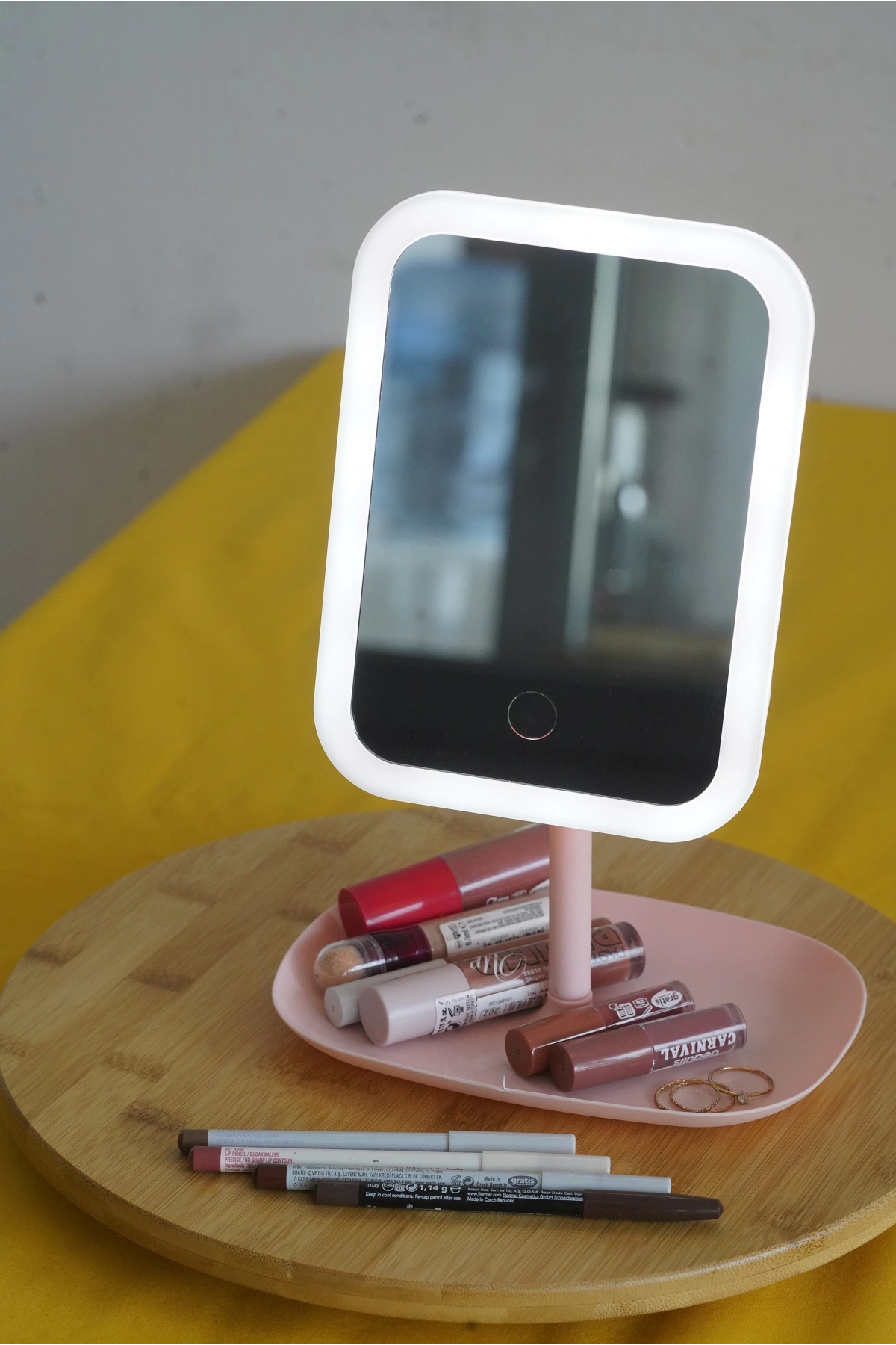 Led Işıklı Kare Makyaj Aynası Şarj edilebilir 3 Farklı Renk