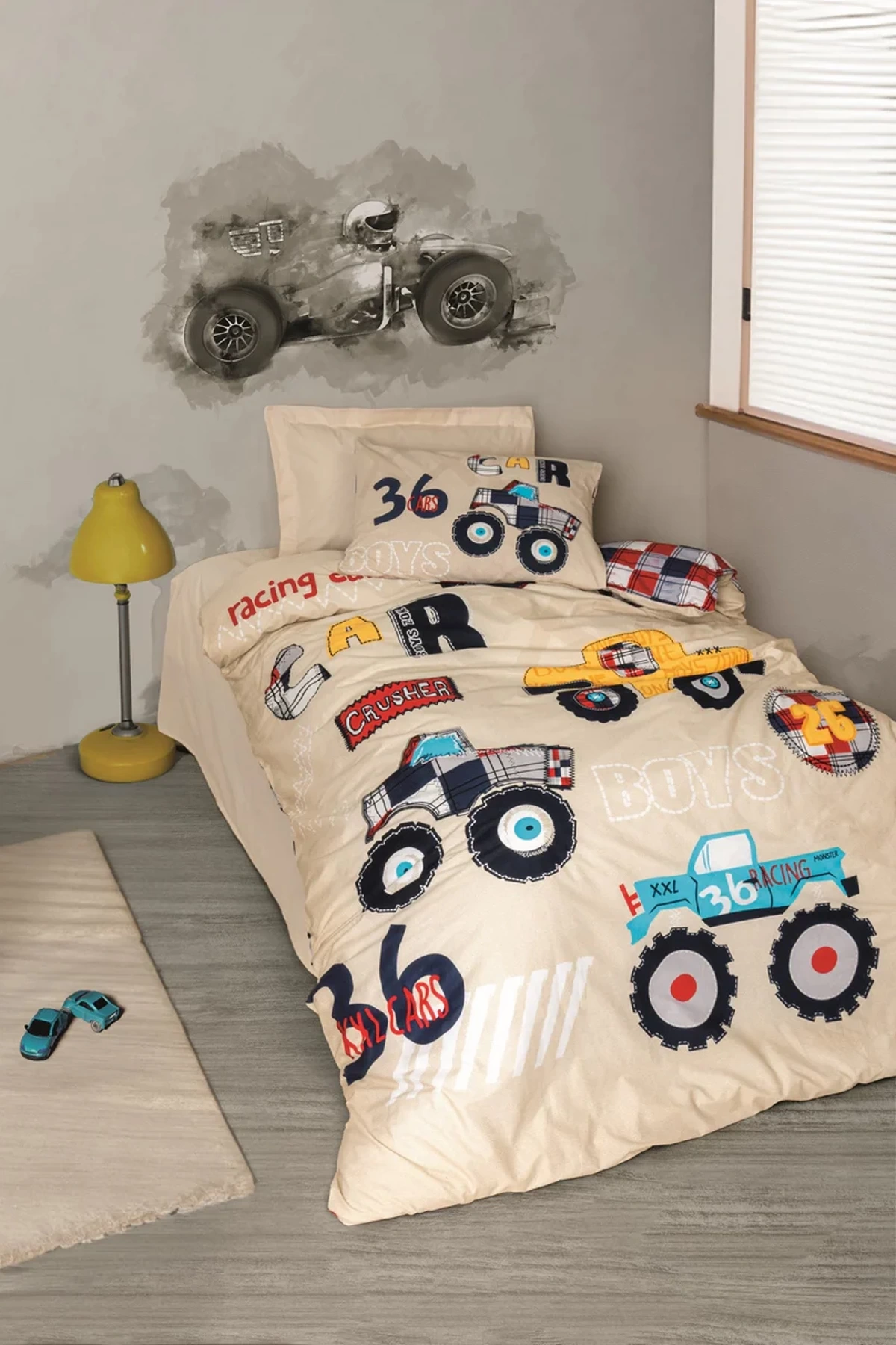 Junior Tek Kişilik Nevresim Takımı Cars Bej