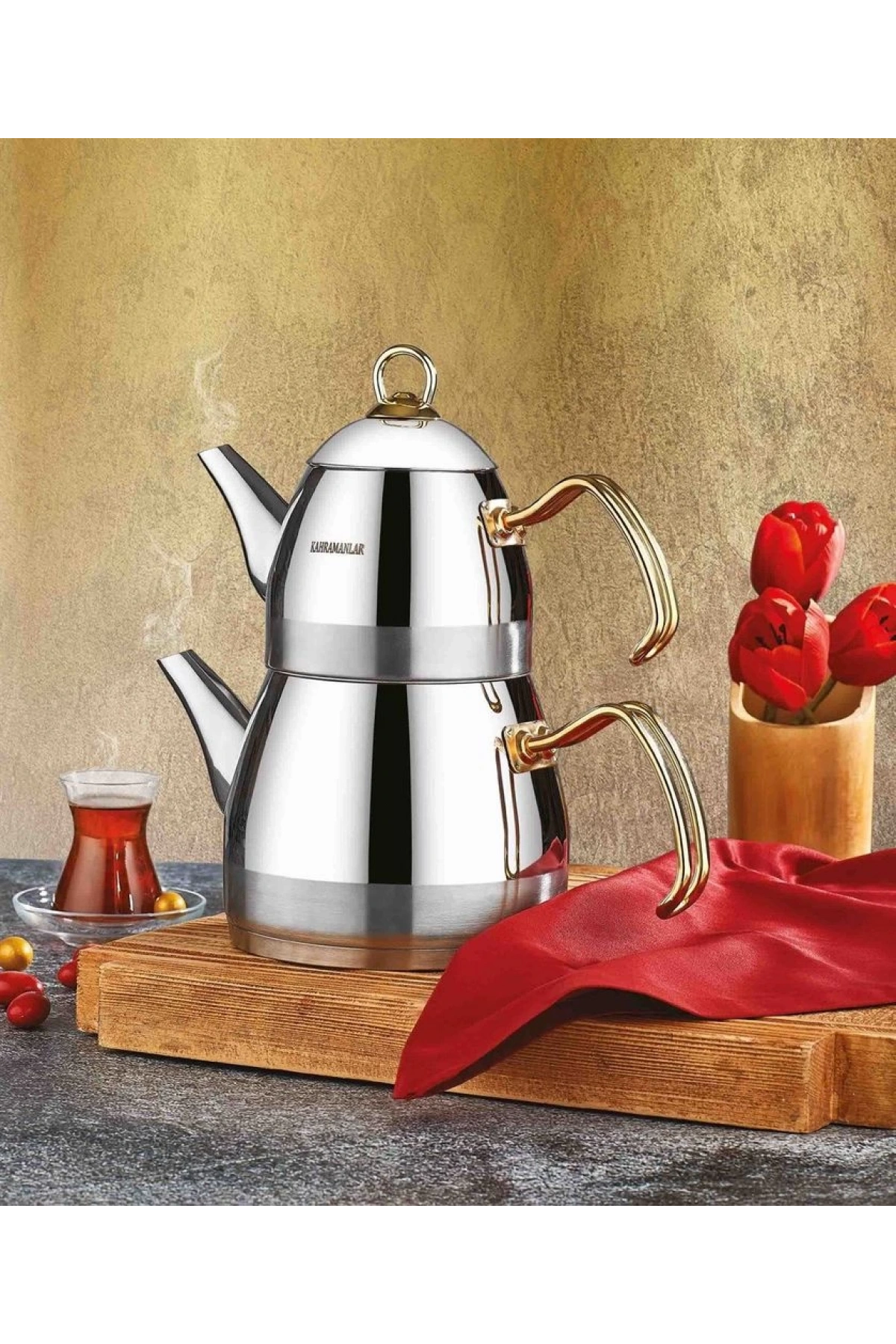 Kahramanlar Roma Ortaboy Gold Çaydanlık 1037G