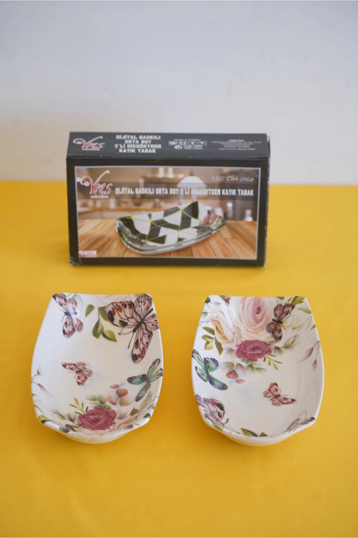 Dijital Baskılı 2li Dikdörtgen Kayık Tabak