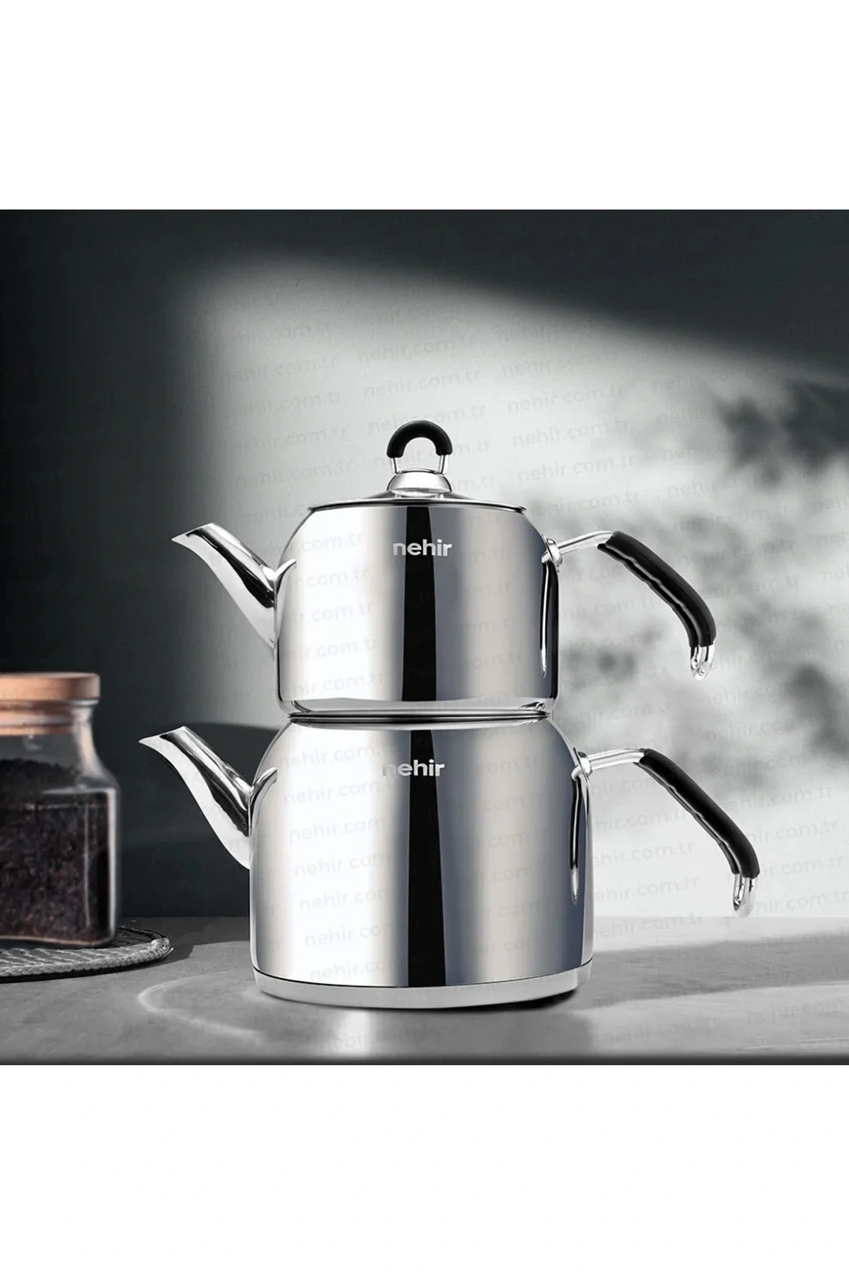 Nehir Modern Midi Orta Boy 1-2 Lt. Paslanmaz Çelik Çaydanlık Takımı